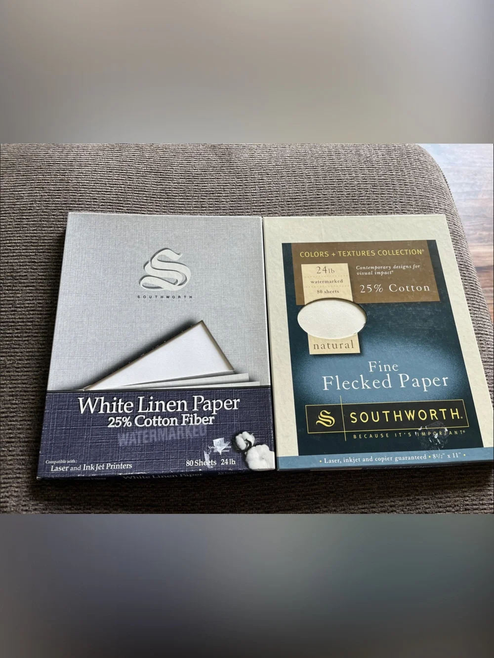 White Linen & Natural Fine Flecked Paper Pack - White and Natural
